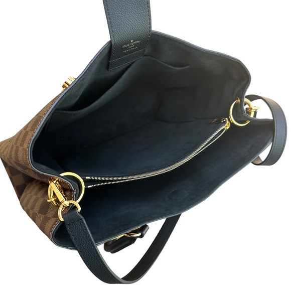 Louis Vuitton Riverside Damier Ebene Satchel Shoulder Bag Brown Black Orange - Picture 4 of 10